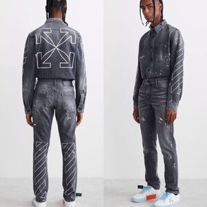 Authentic off-white man Diag Outline paint Skinny Jeans